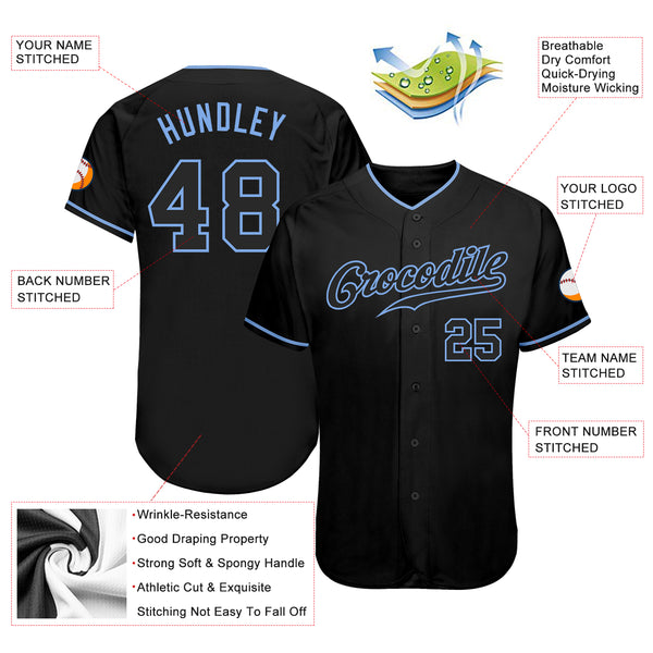 Cheap Custom Black Black-Light Blue Authentic Baseball Jersey Free Shipping  – CustomJerseysPro