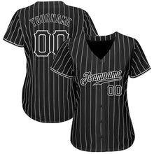 Загрузить изображение в средство просмотра галереи, Custom Black White Pinstripe Black-White Authentic Baseball Jersey
