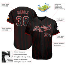 Laden Sie das Bild in den Galerie-Viewer, Custom Black Red Pinstripe Black-White Authentic Baseball Jersey
