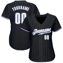 Load image into Gallery viewer, Custom Black Royal Pinstripe White-Gray Authentic Baseball Jersey
