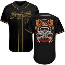 Загрузить изображение в средство просмотра галереи, Custom Black Black-Old Gold Authentic Skull Fashion Baseball Jersey
