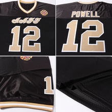 Load image into Gallery viewer, Custom Black Old Gold-White Mesh Authentic Throwback Football Jersey
