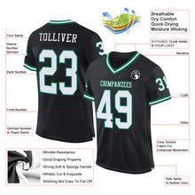 Load image into Gallery viewer, Custom Black White-Kelly Green Mesh Authentic Throwback Football Jersey
