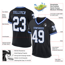 Загрузить изображение в средство просмотра галереи, Custom Black White-Royal Mesh Authentic Throwback Football Jersey
