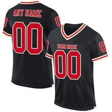 Load image into Gallery viewer, Custom Black Red-Cream Mesh Authentic Throwback Football Jersey

