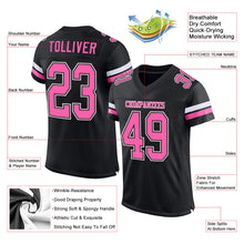 Laden Sie das Bild in den Galerie-Viewer, Custom Black Pink-White Mesh Authentic Football Jersey
