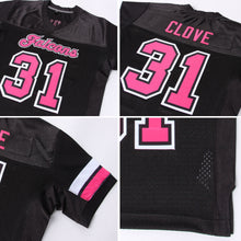 Laden Sie das Bild in den Galerie-Viewer, Custom Black Pink-White Mesh Authentic Football Jersey
