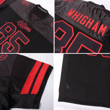 Load image into Gallery viewer, Custom Black Black-Red Mesh Authentic Football Jersey
