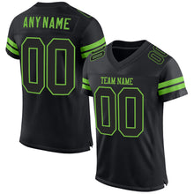Load image into Gallery viewer, Custom Black Black-Neon Green Mesh Authentic Football Jersey

