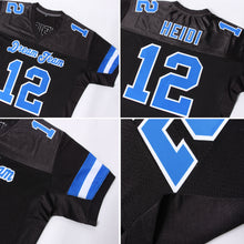 Load image into Gallery viewer, Custom Black Royal-White Mesh Authentic Football Jersey
