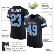 Load image into Gallery viewer, Custom Black Light Blue-White Mesh Authentic Football Jersey
