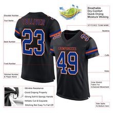 Load image into Gallery viewer, Custom Black Royal-Orange Mesh Authentic Football Jersey
