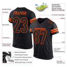 Laden Sie das Bild in den Galerie-Viewer, Custom Black Black-Orange Mesh Authentic Football Jersey
