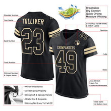 Load image into Gallery viewer, Custom Black Black-Cream Mesh Authentic Football Jersey

