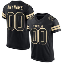 Load image into Gallery viewer, Custom Black Black-Cream Mesh Authentic Football Jersey

