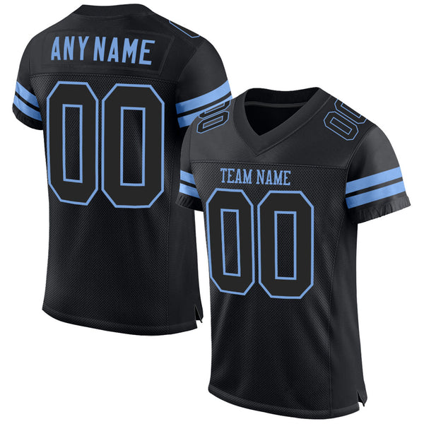 Cheap Custom Black Black-Light Blue Mesh Authentic Football Jersey