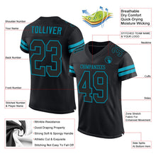 Laden Sie das Bild in den Galerie-Viewer, Custom Black Black-Teal Mesh Authentic Football Jersey
