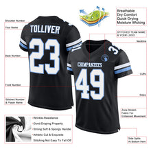 Laden Sie das Bild in den Galerie-Viewer, Custom Black White-Light Blue Mesh Authentic Football Jersey
