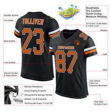 Load image into Gallery viewer, Custom Black Texas Orange-White Mesh Authentic Football Jersey
