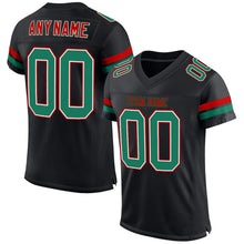 Load image into Gallery viewer, Custom Black Kelly Green-Red Mesh Authentic Football Jersey
