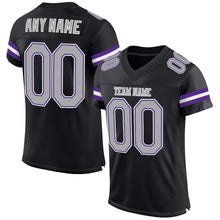 Load image into Gallery viewer, Custom Black Gray-Purple Mesh Authentic Football Jersey
