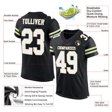 Load image into Gallery viewer, Custom Black White-Cream Mesh Authentic Football Jersey
