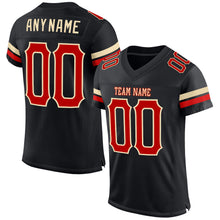 Load image into Gallery viewer, Custom Black Red-Cream Mesh Authentic Football Jersey
