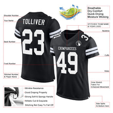 Load image into Gallery viewer, Custom Black White Mesh Authentic Football Jersey
