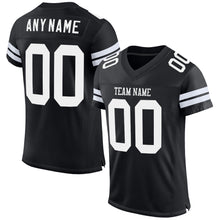 Laden Sie das Bild in den Galerie-Viewer, Custom Black White Mesh Authentic Football Jersey
