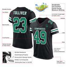 Load image into Gallery viewer, Custom Black Kelly Green-White Mesh Authentic Football Jersey
