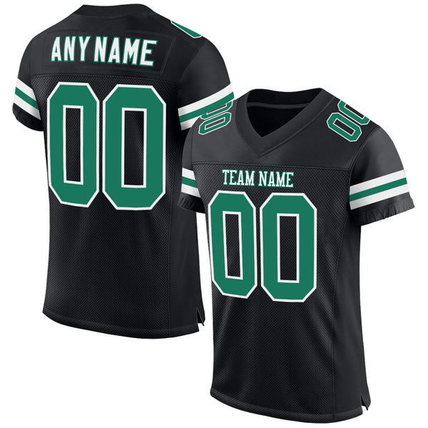 Custom Black Kelly Green White Mesh Authentic Football Jersey