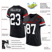Load image into Gallery viewer, Custom Black White-Red Mesh Authentic Football Jersey
