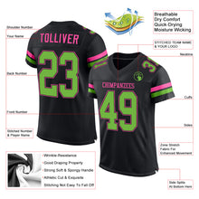 Load image into Gallery viewer, Custom Black Neon Green-Pink Mesh Authentic Football Jersey
