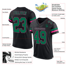 Load image into Gallery viewer, Custom Black Kelly Green-Pink Mesh Authentic Football Jersey
