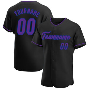 Custom Black Purple-Royal Authentic Baseball Jersey