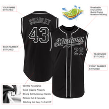 Load image into Gallery viewer, Custom Black Black-White Authentic Sleeveless Baseball Jersey
