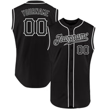 Load image into Gallery viewer, Custom Black Black-White Authentic Sleeveless Baseball Jersey
