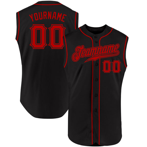Cheap Custom Black Red Authentic Sleeveless Baseball Jersey Free Shipping –  CustomJerseysPro