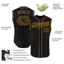 Load image into Gallery viewer, Custom Black Black-Gold Authentic Sleeveless Baseball Jersey
