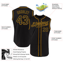 Laden Sie das Bild in den Galerie-Viewer, Custom Black Black-Gold Authentic Sleeveless Baseball Jersey
