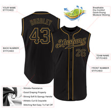 Загрузить изображение в средство просмотра галереи, Custom Black Black-Old Gold Authentic Sleeveless Baseball Jersey
