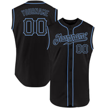 Laden Sie das Bild in den Galerie-Viewer, Custom Black Black-Light Blue Authentic Sleeveless Baseball Jersey
