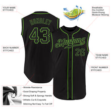 Load image into Gallery viewer, Custom Black Black-Neon Green Authentic Sleeveless Baseball Jersey
