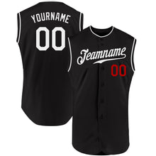 Charger l&#39;image dans la galerie, Custom Black White-Red Authentic Sleeveless Baseball Jersey
