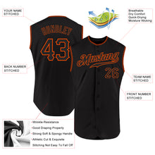 Load image into Gallery viewer, Custom Black Black-Orange Authentic Sleeveless Baseball Jersey
