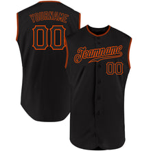 Laden Sie das Bild in den Galerie-Viewer, Custom Black Black-Orange Authentic Sleeveless Baseball Jersey
