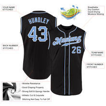 Laden Sie das Bild in den Galerie-Viewer, Custom Black Light Blue-White Authentic Sleeveless Baseball Jersey
