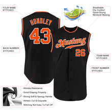 Laden Sie das Bild in den Galerie-Viewer, Custom Black Orange-White Authentic Sleeveless Baseball Jersey
