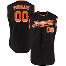 Laden Sie das Bild in den Galerie-Viewer, Custom Black Orange-White Authentic Sleeveless Baseball Jersey
