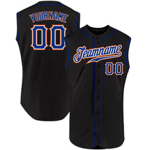 Загрузить изображение в средство просмотра галереи, Custom Black Royal-Orange Authentic Sleeveless Baseball Jersey
